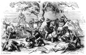 Thirty French knights battle the English, Brittany, France by Deghouy