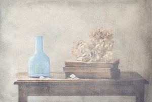 Rustic Blue Bottle Still Life by Delphine Devos