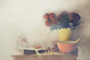 Vintage Rose Still Life by Delphine Devos