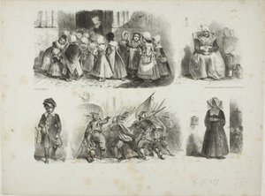 Sheet of Sketches by Denis Auguste Marie Raffet