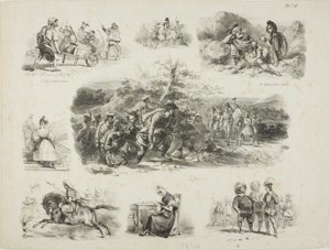 Sheet of Sketches by Denis Auguste Marie Raffet