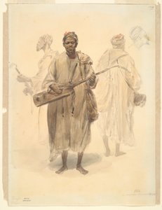 A Moorish Street Musician in Tangier by Denis Auguste Marie Raffet