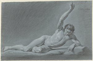 Reclining Male Nude with Raised Arm