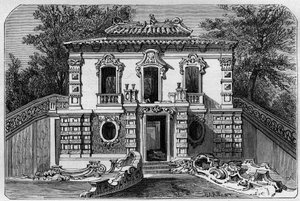 Yuanmingyuan European Palace, the perfect Clarte Garden at Ete Palace near Beijing. Engraving after a drawing by Deroy, in 