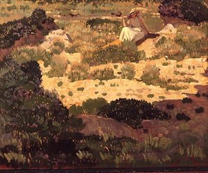 Girl Seated on a Sandy Bank