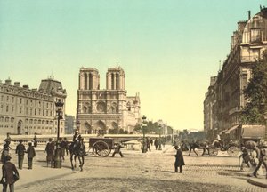 Notre Dame and St. Michael Bridge, Paris, France, c.1900