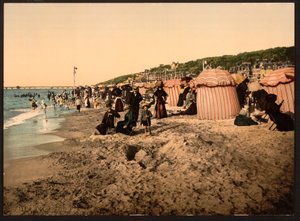 The beach at bathing time, Trouville-sur-Mer, France, c.1905 by Detroit Publishing Co.