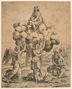 The Archangels Michael, Gabriel, and Raphael Adoring the Madonna and Child