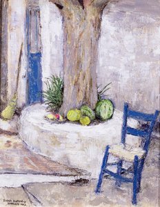Blue Chair by the Tree by Diana Schofield