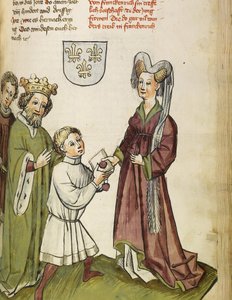 Emperor Sigismund before Joan of Arc (From: The life and times of the Emperor Sigismund by Eberhard Windeck, c. 1450) by Diebold, Lauber