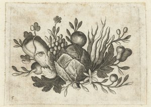 Festoon of Fruits (series title: Fruchtenbuchlein zum Reisen dienlich) by Dietrich Krüger (attributed to)