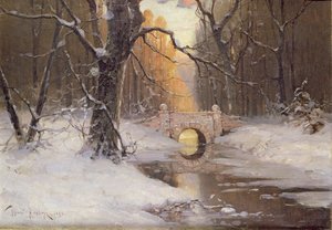 Wooded River Landscape by Dimitri Kleburg