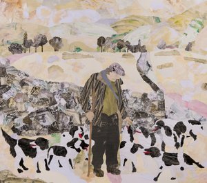 One Man & His Dogs in Snow, 2018 by Dione Verulam