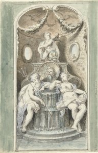 Design for a Decorative Painting with a Fountain by Dionys van Nijmegen