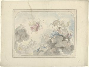 Design for a Ceiling Painting with a View into the Sky where Aurora Dispels Darkness by Dionys van Nijmegen