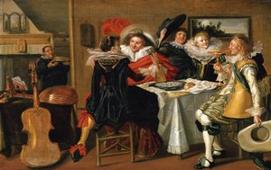 Interior with a Cheerful Table Company by Dirck Hals