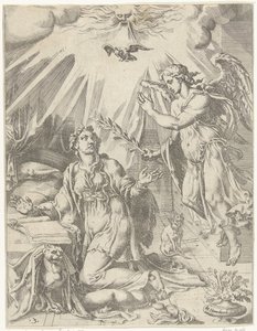 Annunciation (The Fall and Redemption of Mankind through the Life and Passion of Christ) by Dirck Volckertsz. Coornhert (attributed to)