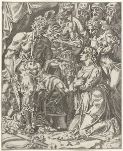 Judith before Holofernes by Dirck Volckertsz. Coornhert (attributed to)