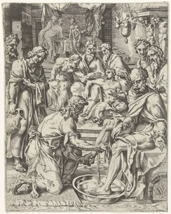 Washing of the Feet Fall and Redemption of Mankind through the Life and Passion of Christ (series title) by Dirck Volckertsz. Coornhert (attributed to)