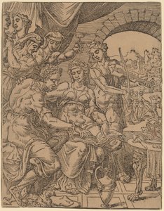 The Prodigal Son Squandering His Inheritance on Harlots by Dirck Volckertz Coornhert after Maerten van Heemskerck