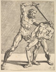 Two Fencers, from Fencers, plate 7, 1552 by Dirck Volkertsen Coornhert