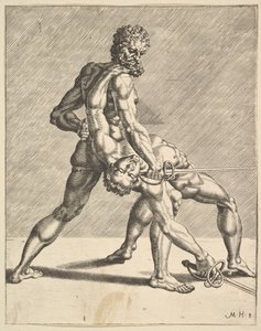 Two Fencers, from Fencers, plate 8, 1552 by Dirck Volkertsen Coornhert