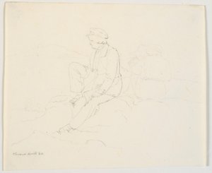 Two Seated Men on a Rock