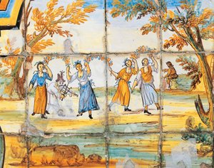 Detail of Majolica Decoration of Cloister of Poor Clares by Domenico Antonio Vaccaro