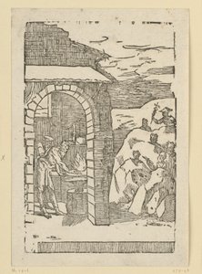 The Call of the Metals. Hephaestus (Vulcan) and a Scholar Stand by the Fire of a Forge, While Outside in the Rocks the Gods (as Representatives of the Metals) are Hidden: Saturn (Lead), Jupiter (Tin), Venus (Copper), Luna (Silver), Mercury (Quicksilver)