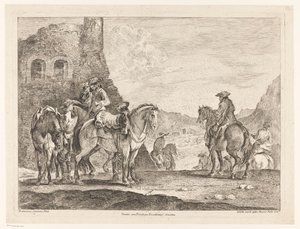 Riders by a Ruin by Domenico Bernardo Zilotti