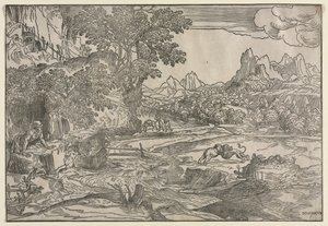 Landscape with Saint Jerome and Two Lions