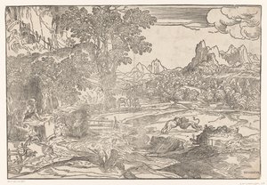 Landscape with Jerome and Two Lions