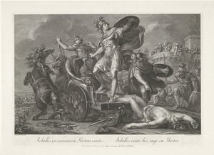 Achilles Drags the Body of Hector Behind His Chariot
