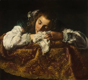 Sleeping Girl by Domenico Fetti or Feti