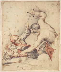 Man Attacking a Mother and Child by Domenico Fiasella