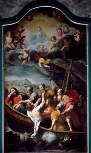 Saint Nicholas Calms the Storm (Painting by Domenico Fiasella) by Domenico Il Sarzana Fiasella
