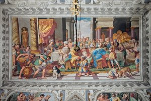 The banquet of Ahasuerus (fresco) by Domenico Il Sarzana Fiasella