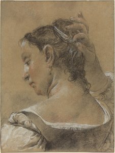 A Young Woman Fixing Her Hair by Domenico Maggiotto