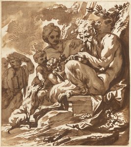 A Satyr Entertaining His Family by Domenico Piola
