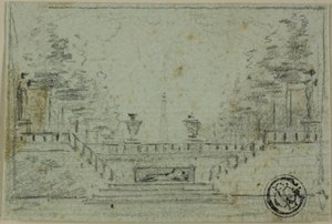 Staircase and Terrace in Formal Garden by Domenico Quaglio