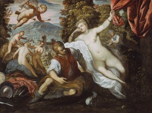 Venus and Mars with Cupid and the Three Graces in a Landscape by Domenico Robusti Tintoretto