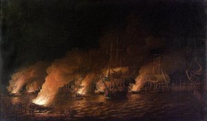 War of the Seven Years: French Warships Attacking the British Fleet off Quebec City, Canada, June 28, 1759 by Dominic Serres
