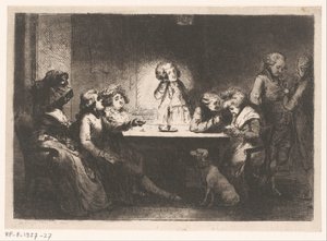 Group Around a Table by Candlelight by Dominique Vivant Denon (baron)