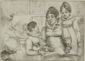 Family Group (Woman Reading to Two Children) by Dominique Vivant Denon