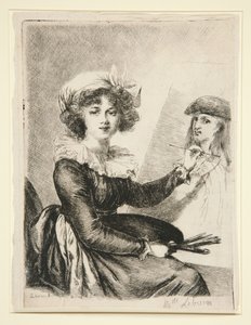 Louise-Elisabeth Vigée-Lebrun, (Mlle Lebrun) after, and in reverse to, the self-portrait of 1790 in the Uffizi by Dominique Vivant Denon