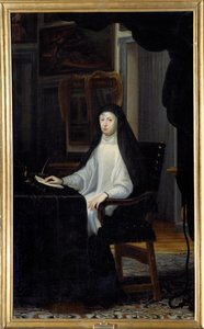 Portrait of Queen Mary Anne of Austria in widowhood (1634-1696). Painting by Juan Carreno De Miranda (1614-1685)