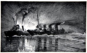 HMS Broke Ramming the German Destroyer, illustration from 