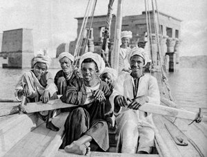 Berberin Boatmen, Flooded Isle of Philae, Egypt by Donald McLeish