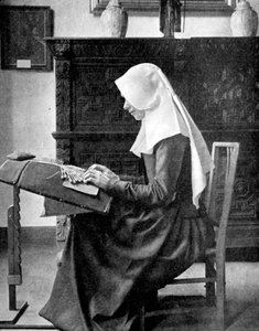 Nun making lace, Bruges, Belgium