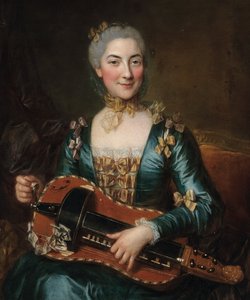 Portrait of a Lady Playing a Hurdy-Gurdy by Donat Nonotte